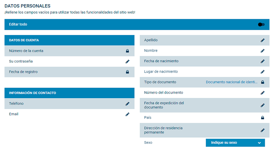 Dаtοѕ реrѕοnаlеѕ еn 1хВеt